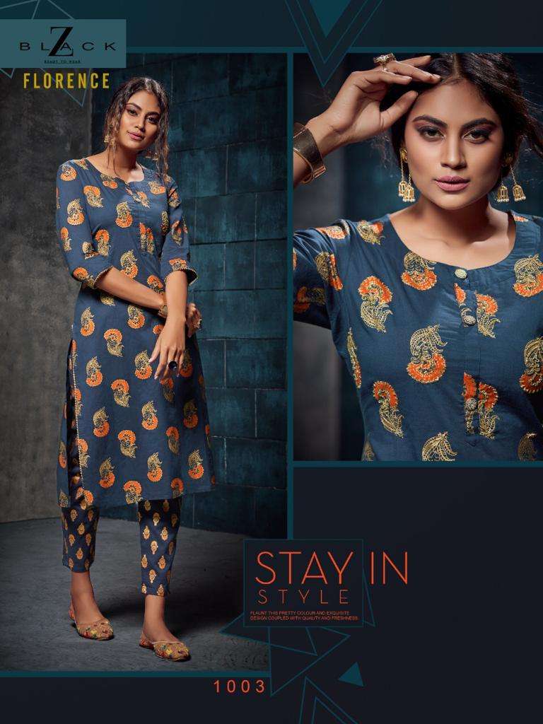 Z Black 1001 To 1006 Series Fancy Colorful Ethnic Wear Pure Cotton Printed Kurtis