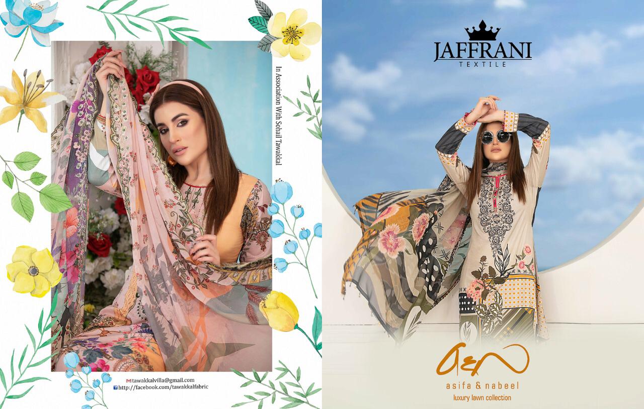 Jaffrani Textile Presents Asifa And Nabeel Pure Lawn Casual Wear Salwar Suits