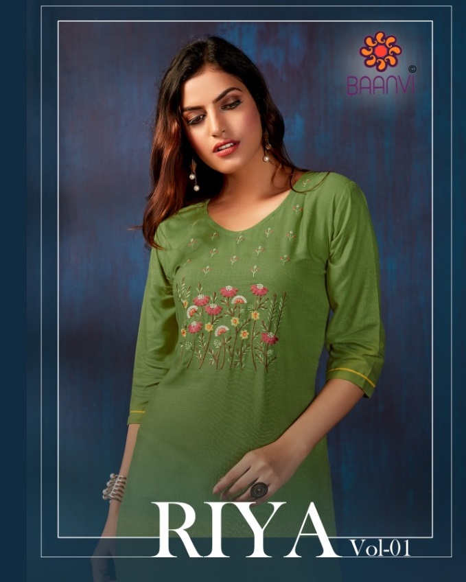Baanvi Riya Vol 1 Rayon With Work Readymade Kurtis Collection At Wholesale Rate