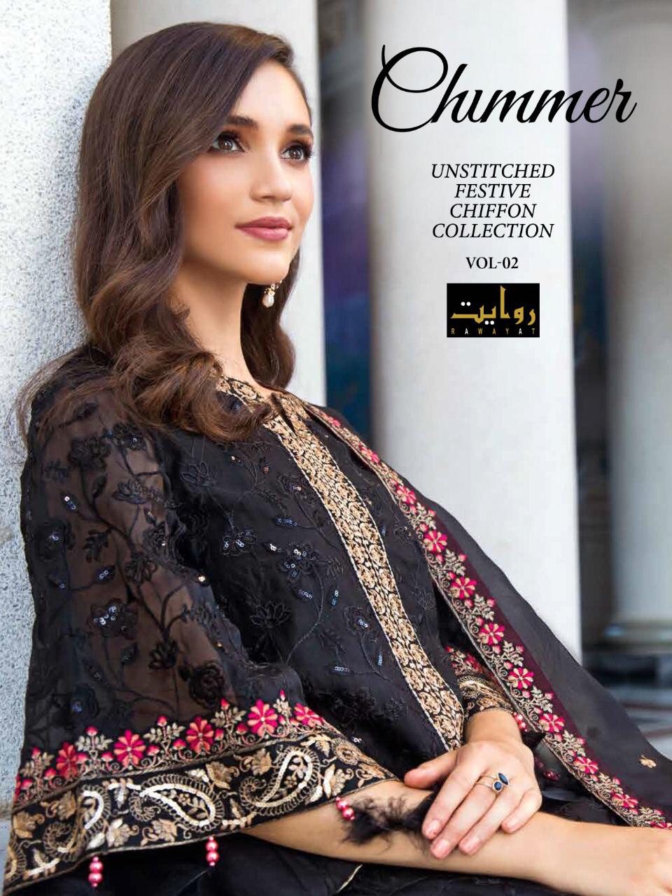 Rawayat Presents Chimmer Vol 2 Georgette With Embroidery Work Pakisatni Suits Wholesaler At Surat