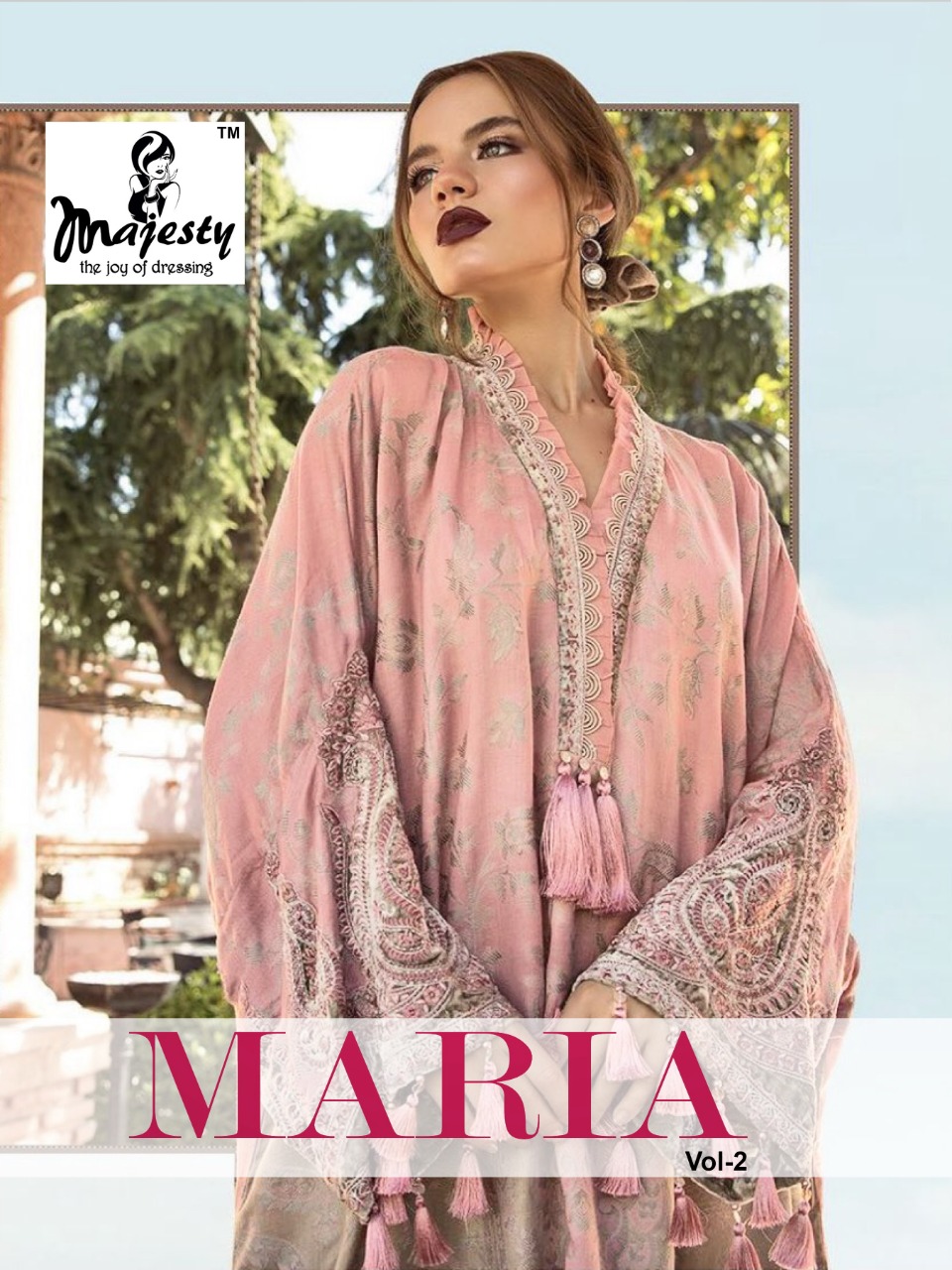 Majesty Maria Vol 2 Digital Printed Jam Silk With Patch Embroidery Work Pakistani Dress Material At Wholesale Rate
