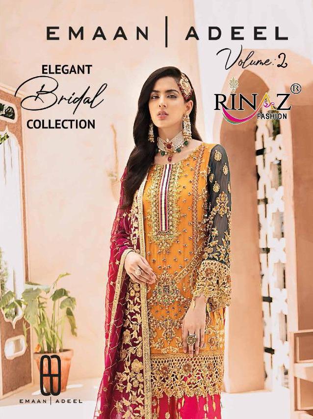 Rinaz Fashion Emaan Adeel Vol 2 Bridal Collection Faux Georgette With Heavy Embroidery Work Pakistani Dress Material At Wholesale Rate