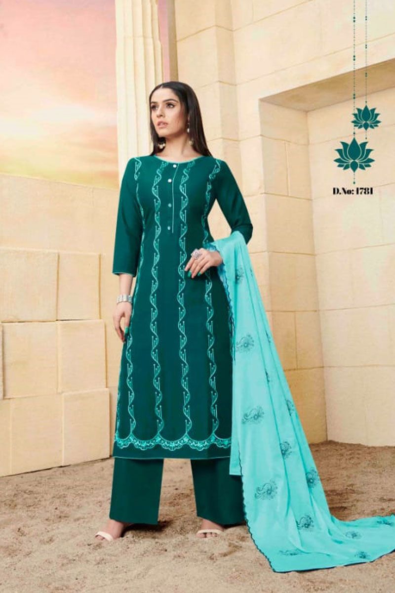 Pack Of Casual Wear Embroidery Work Rayon Suit