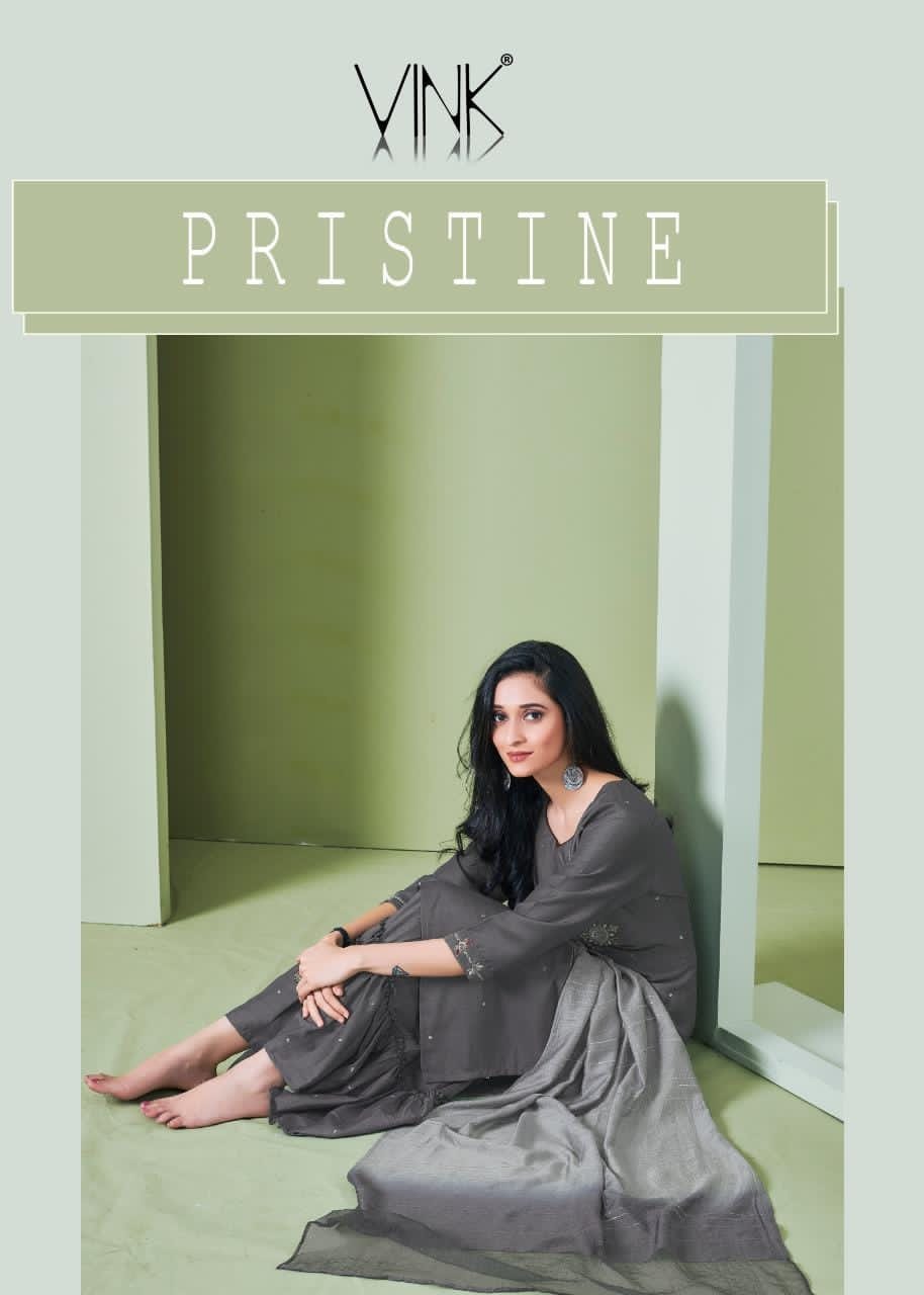 Vink Pristine Silk Fancy Work Special Occasion Wear Best 3pcs Kurtis