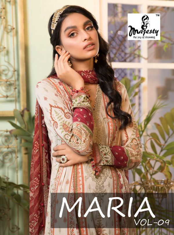 Majesty Presents Maria Vol-9 Pakistani Dress Wholesale Rate In Surat