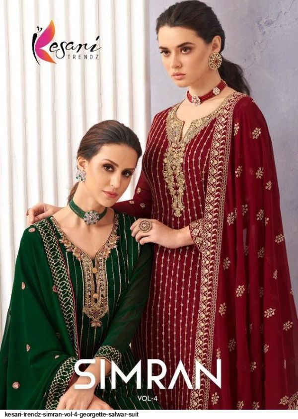 Kesari Trendz Presents Simran Vol 4 Georgette Salwar Suit Wholesale Rate In Surat