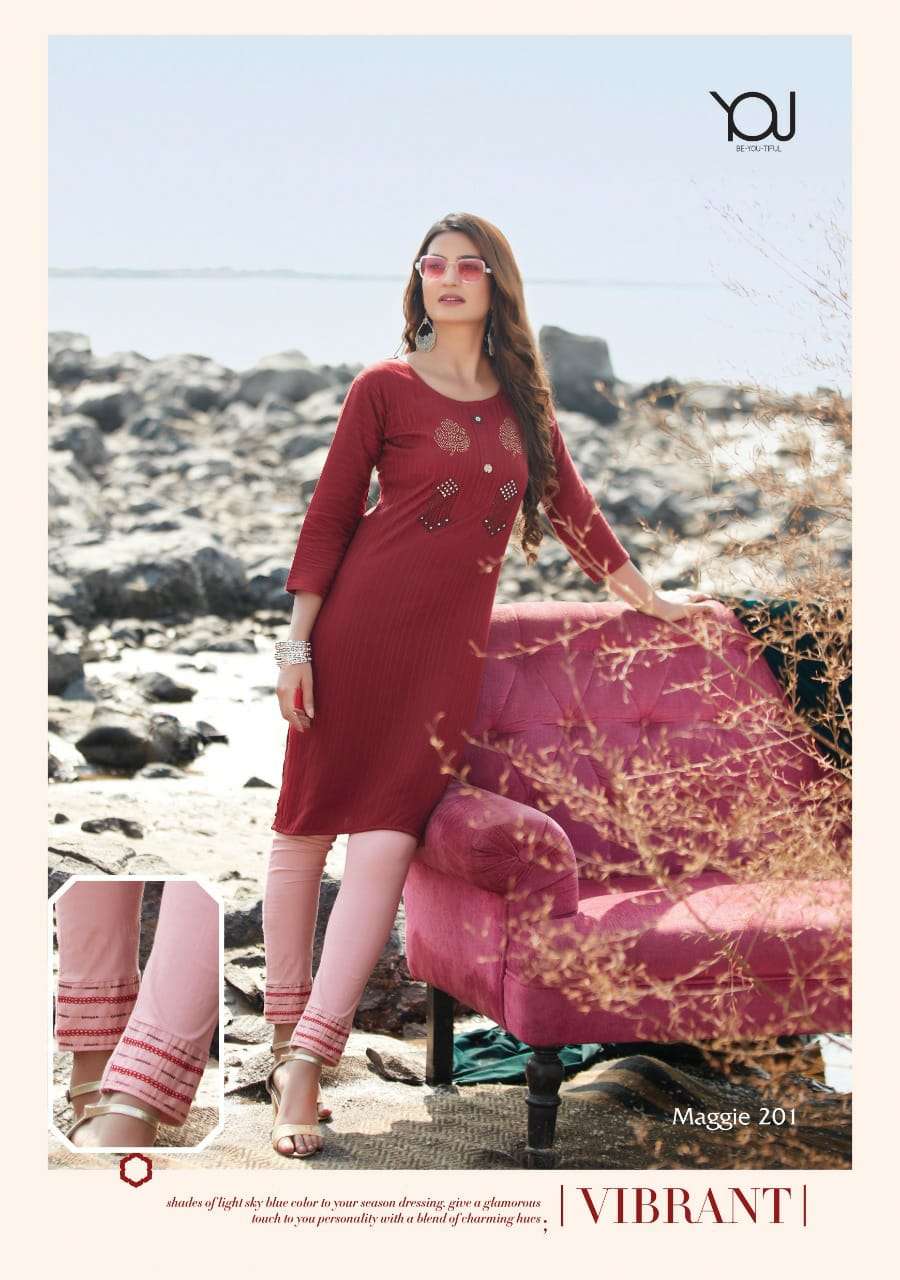 Maggie Vol-2 By You 201 To 207 Series Designer Rayon Kurtis With Pant At Saidharanx