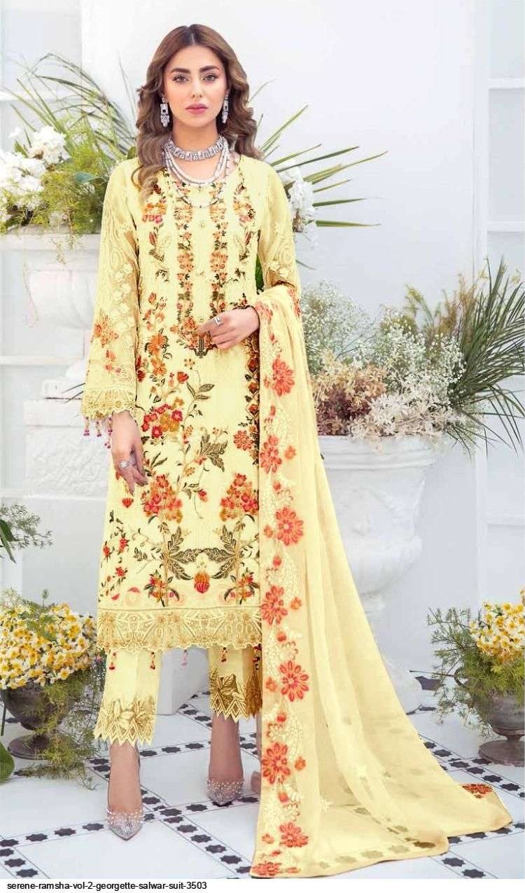 Serene Presrnt Ramsha Vol 2 Georgette Salwar Suit 3503 In Wholesale Price At Saidharanx