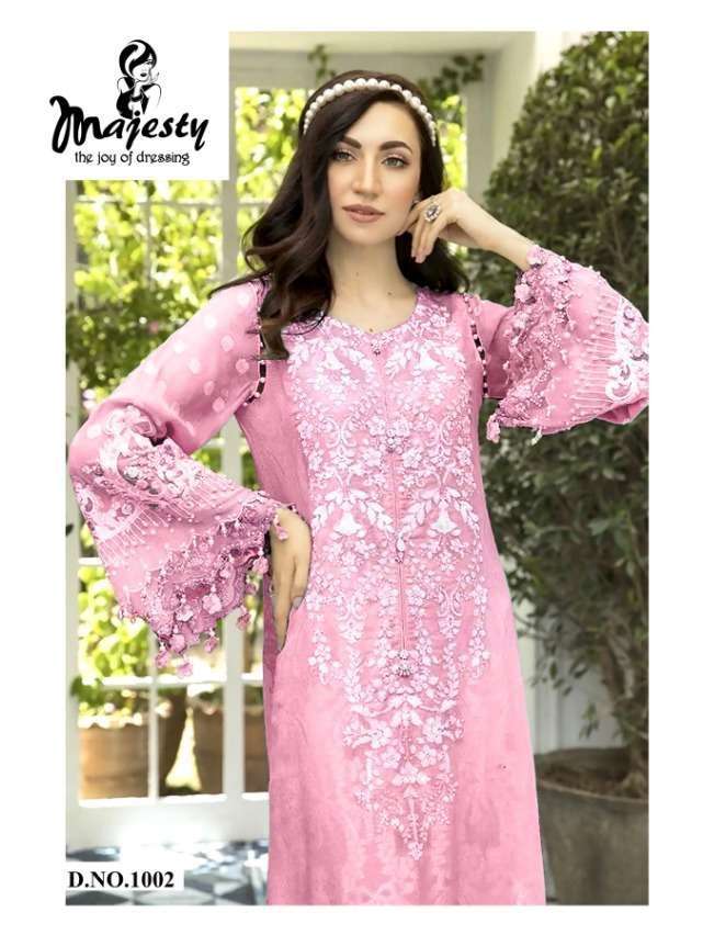 MAJESTY PRESENT MARIA DIGITAL PRINTED JAM SILK COTTON WITH EMBROIDERED PATCH PAKISTANI DRESS MATERIAL COLLECTION IN WHOLESALE PRICE AT SAIDHARANX