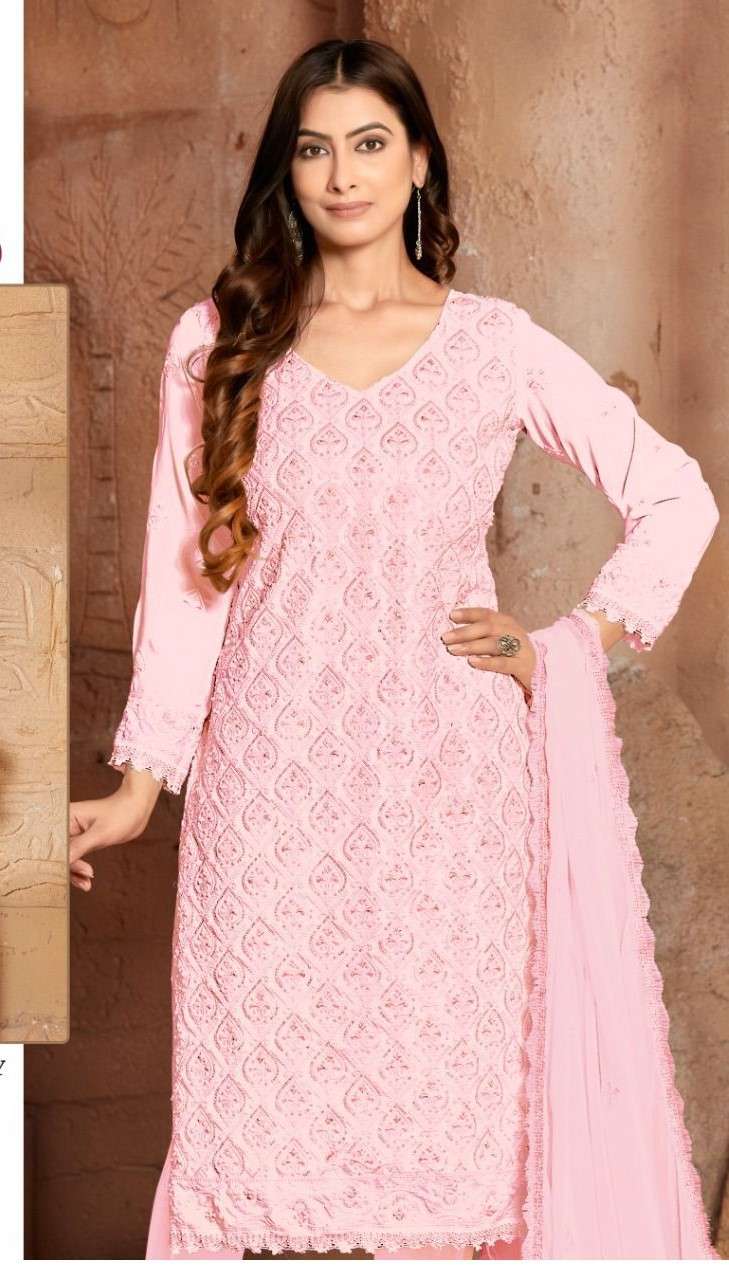 Buy Pink Dazzling Designer Lakhnavi Embroidered Silk Salwar Suit | Palazzo Salwar  Suits