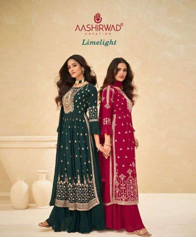 AASHIRWAD CREATION PRESENT LIMELIGHT READYMADE DESIGNER SUITS IN WHOLESALE PRICE IN SURAT - SAI DHARANX 