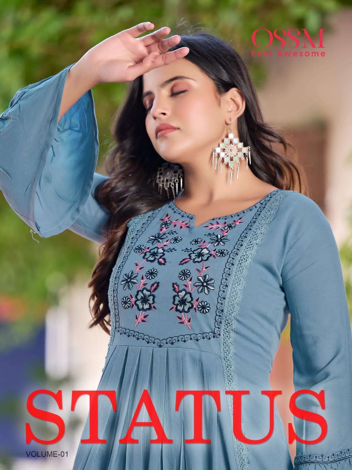 Ossm Status Vol 1 Series 101-106 Heavy Reyon Wrinkle Slub Gown Wholesaler Rate in Surat - SaiDharaNx 