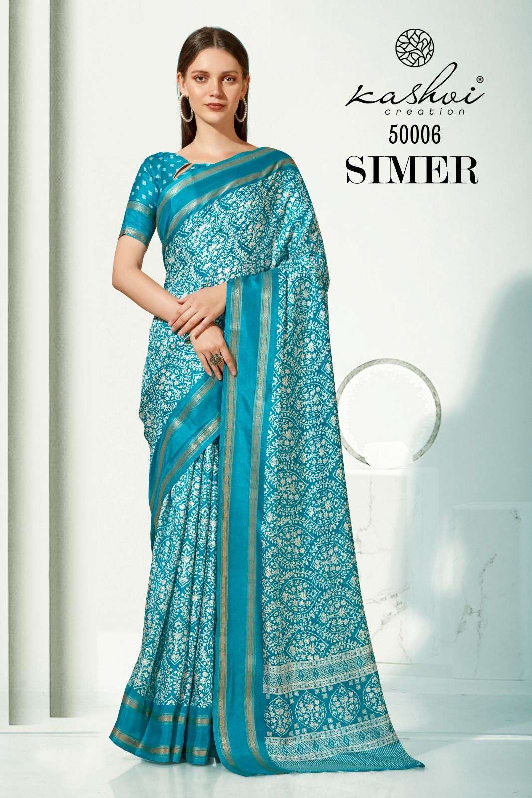 SAIDHARANX PRESENT -  Kashvi Simer Fancy Silk Printed Saree Collection Wholesaler fancy saree In Surat