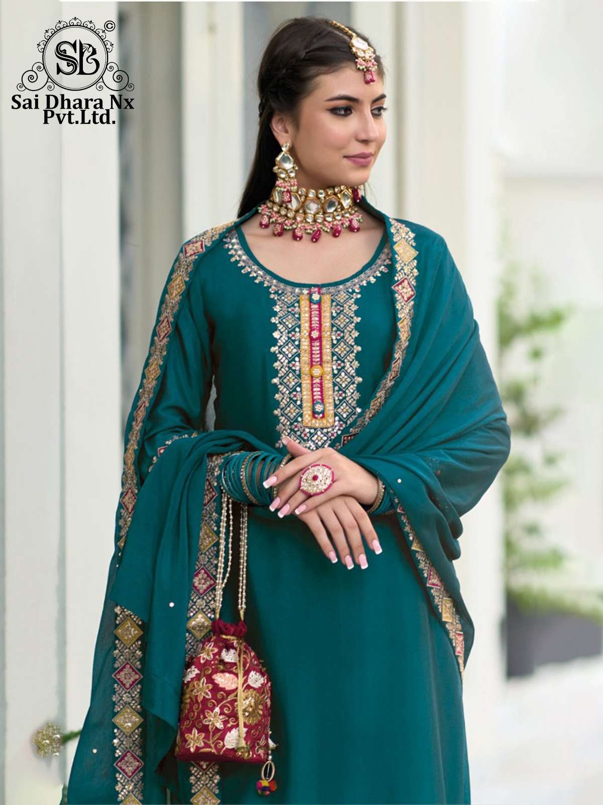 SAIDHARANX PRESENTS BALUMING CHINON WITH EMBROIDERY WORK SUIT WHOLESALE SHOP IN SURAT 