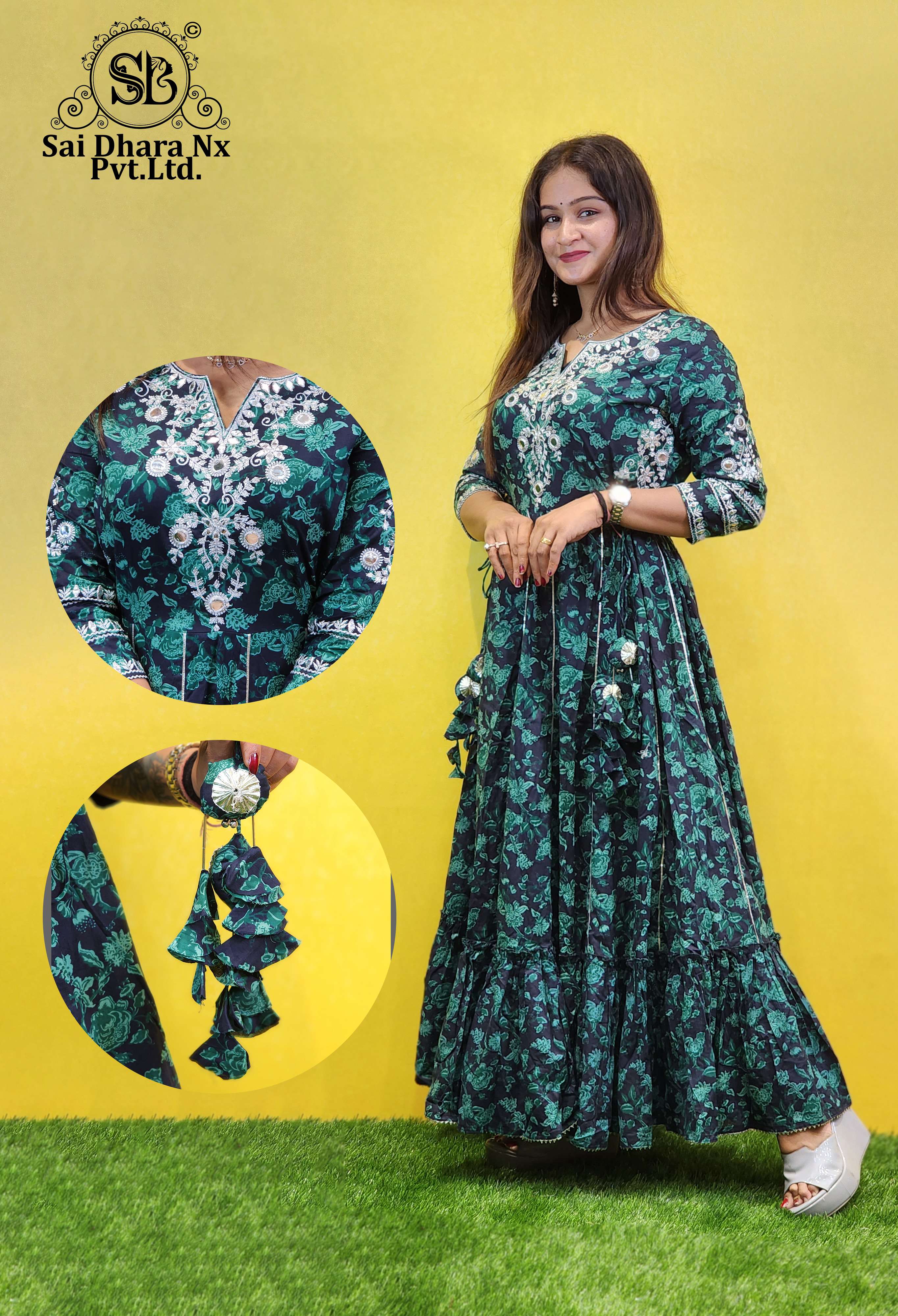 SAIDHARANX PRESENTS READY TO FESTIVE WEAR LONG GOWN STYLE DESIGNER KURTI COMBO COLLECTION WHOLESALE SHOP IN SURAT
