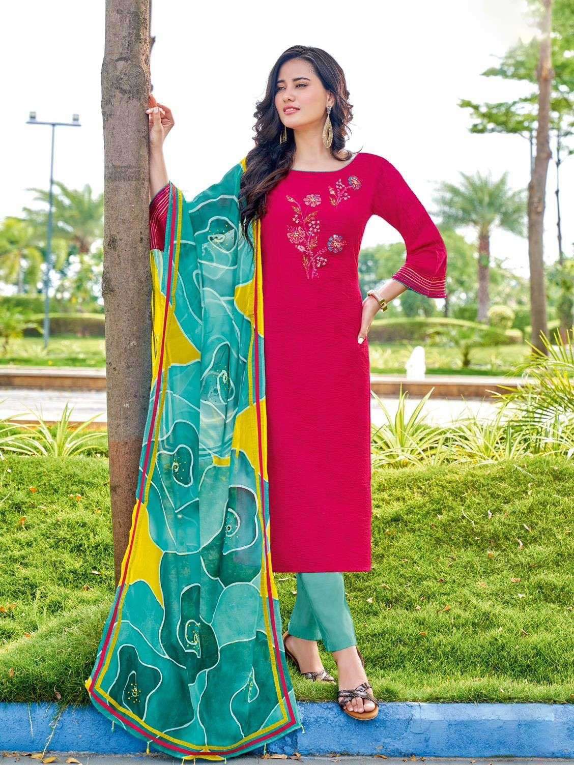 Readymade Kurti Pant Dupatta 3 Piece Catalog Wholesale  Rate Collection 