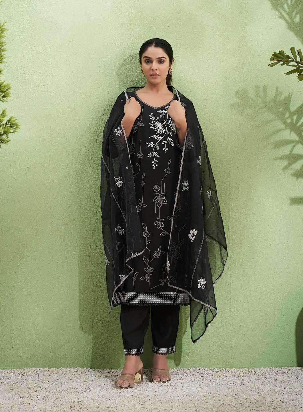 Premium Organza Kurti 3 Piece Combo Set Wholesale Readymade Collection