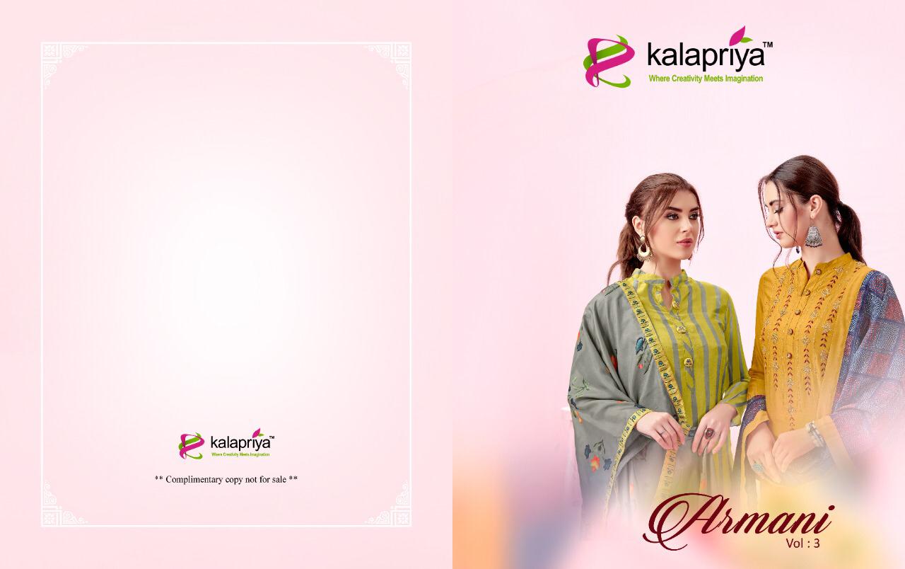 Armani Vol 3 By Kalapriya Pure Rayon Fancy Long Style Salwar Kameez