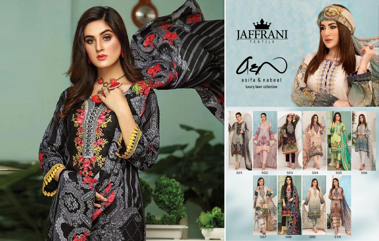 Jaffrani Textile Presents Asifa And Nabeel Pure Lawn Casual Wear Salwar Suits