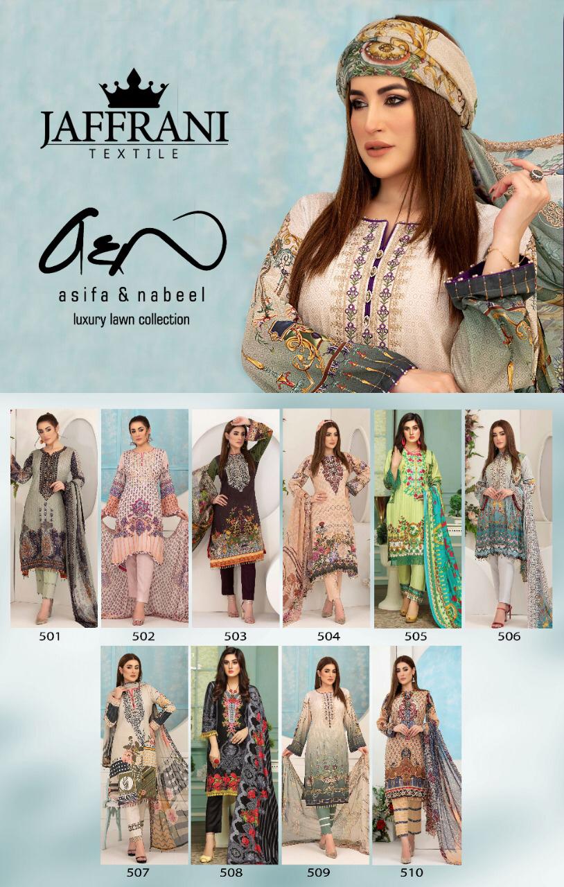 Jaffrani Textile Presents Asifa And Nabeel Pure Lawn Casual Wear Salwar Suits