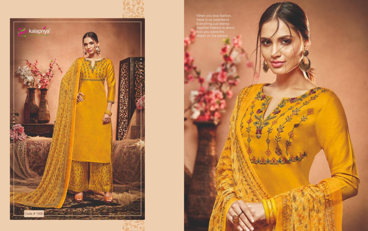Kalapriya Shanaya Vol 1 Printed Embroidered Heavy Jam Cotton Dress Material At Wholesale Rate