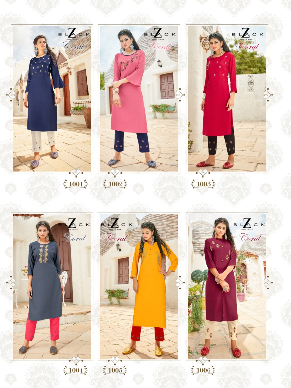 Z Black Present Coral Kurti With Bottom Collection In Wholesale Price