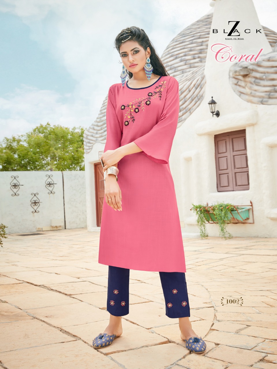 Z Black Present Coral Kurti With Bottom Collection In Wholesale Price