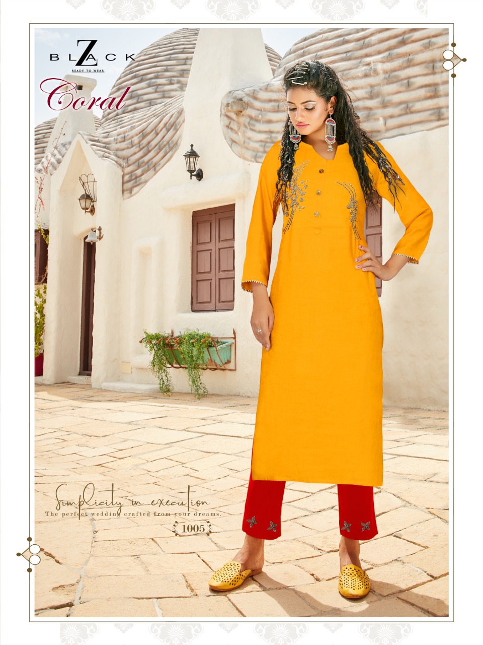 Z Black Present Coral Kurti With Bottom Collection In Wholesale Price