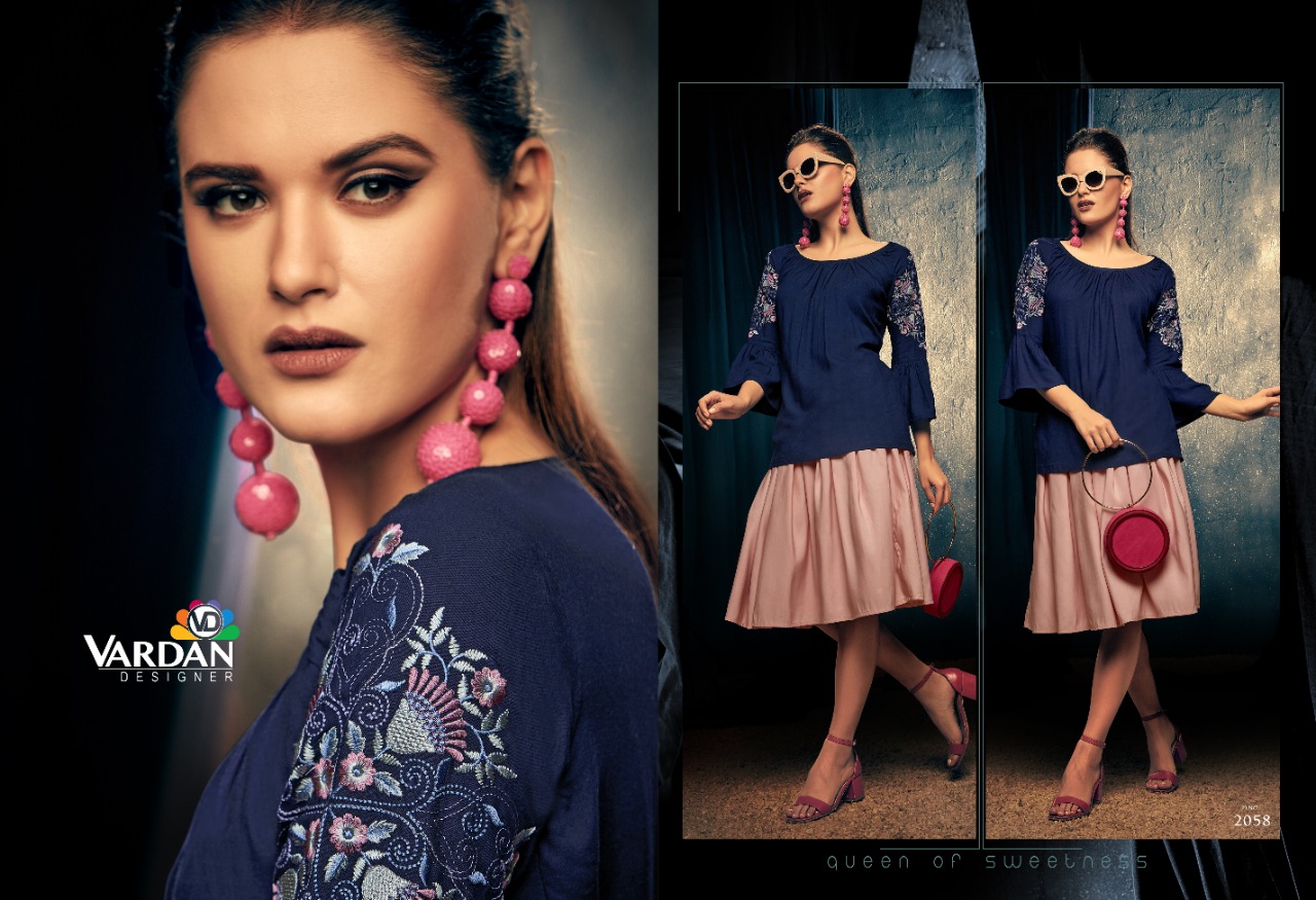 Vardan Designer Nevy Vol 2 Riyon Catchy Look Shot Top Catalog