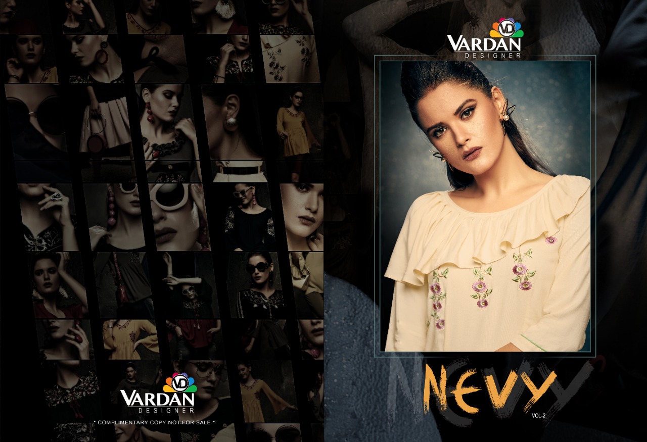 Vardan Designer Nevy Vol 2 Riyon Catchy Look Shot Top Catalog