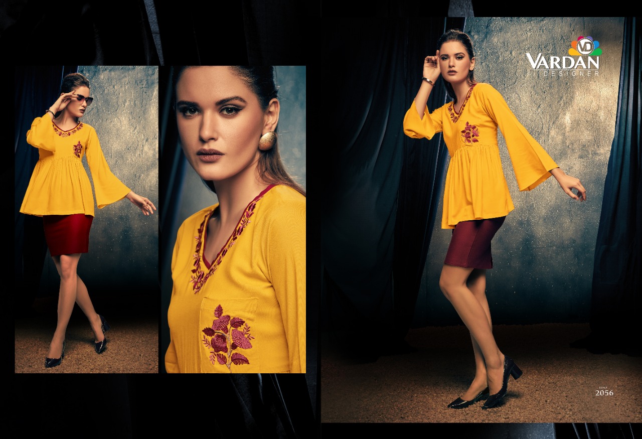 Vardan Designer Nevy Vol 2 Riyon Catchy Look Shot Top Catalog