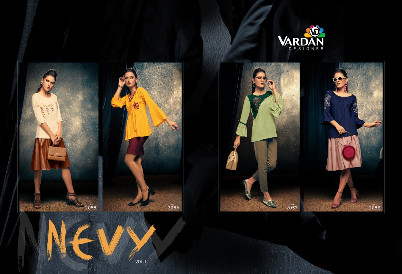 Vardan Designer Nevy Vol 2 Riyon Catchy Look Shot Top Catalog