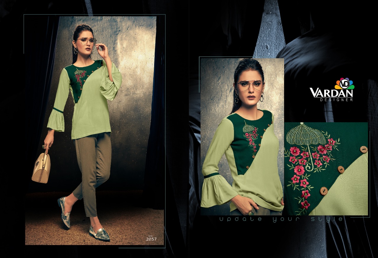 Vardan Designer Nevy Vol 2 Riyon Catchy Look Shot Top Catalog