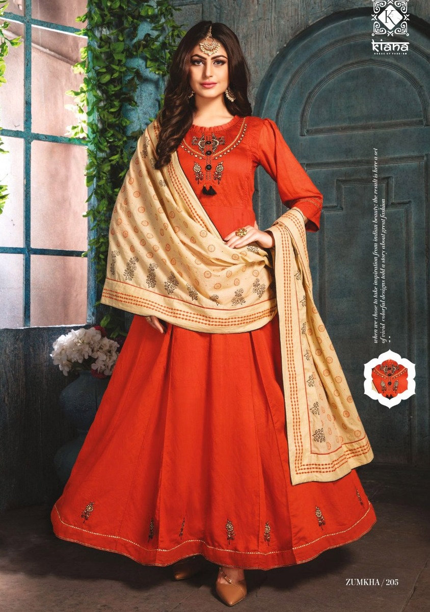 Kiana Zumkha Vol 2 Gown Style Kurti With Dupatta Collection Clothing Store