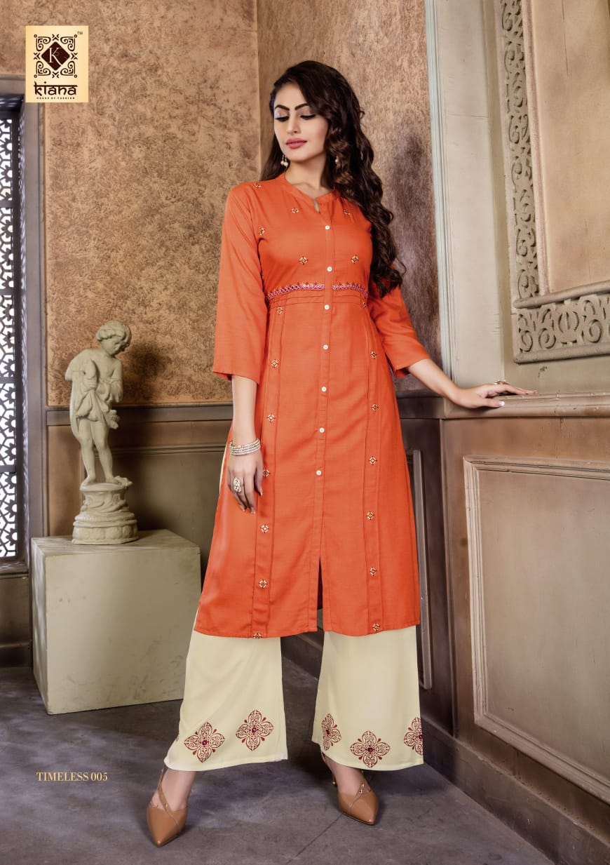 Kiana Timeless Catalogue Heavy Rayon Kurtis With Plazzo Collection Wholesale Rates From Surat Online