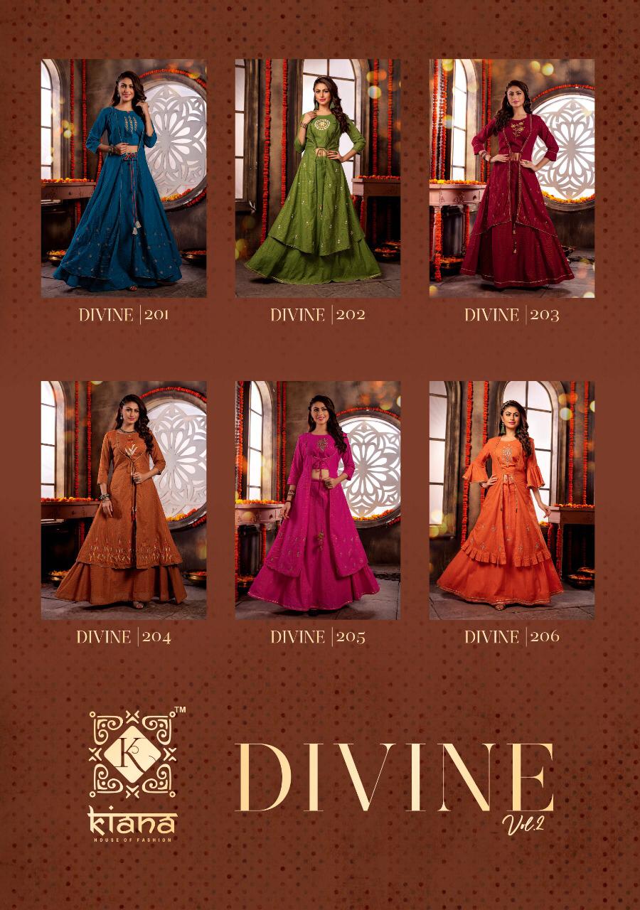 Kiana Fashion Divine Vol 2 Designer Mal Lurex With Embroidery Work Readymade Tops With Bottom And Jacket At Wholesale Rate