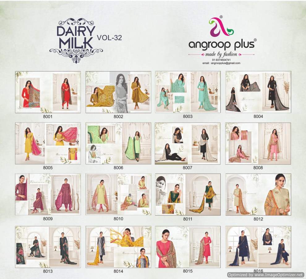 Angroop Dairy Milk 32 Chanderi Cotton Designer Dress Material