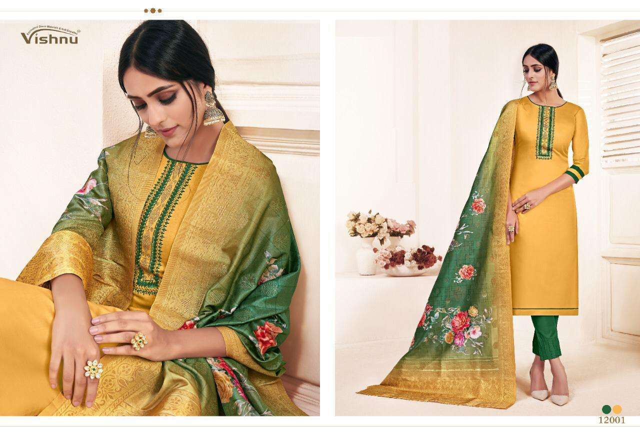 Mahreen By Vishnu Impex 12001 To 12012 Series Beautiful Stylish Fancy Colorful Casual Wear & Ethnic Wear Jam Silk Printed Dresses At Wholesale Price