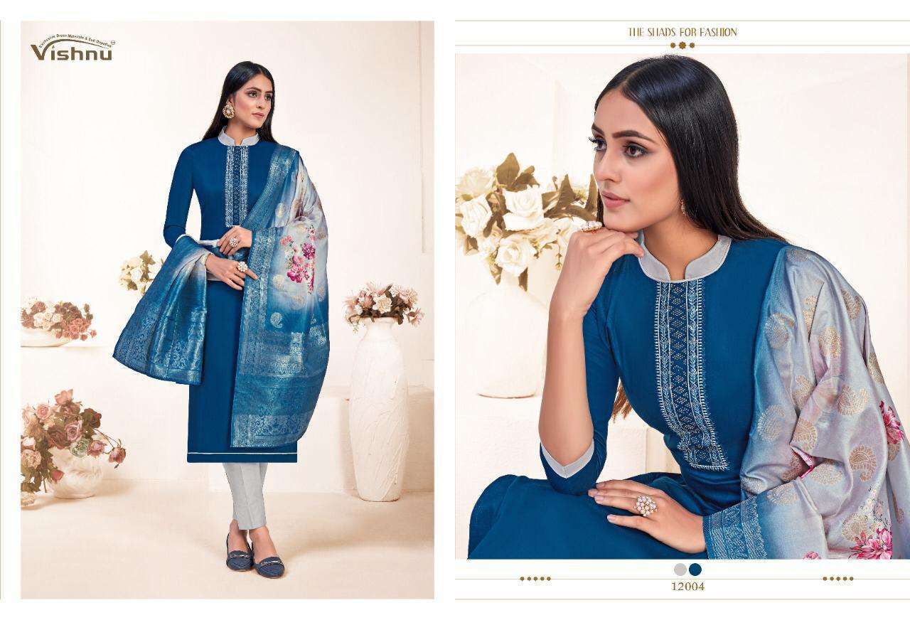 Mahreen By Vishnu Impex 12001 To 12012 Series Beautiful Stylish Fancy Colorful Casual Wear & Ethnic Wear Jam Silk Printed Dresses At Wholesale Price