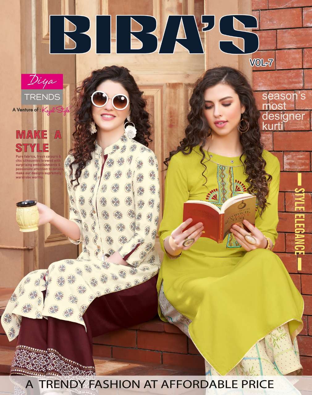 Kajal Style Diya Trends Biba’s Vol 7 Rayon And Cotton Readymade Kurtis With Palazzo At Wholesale