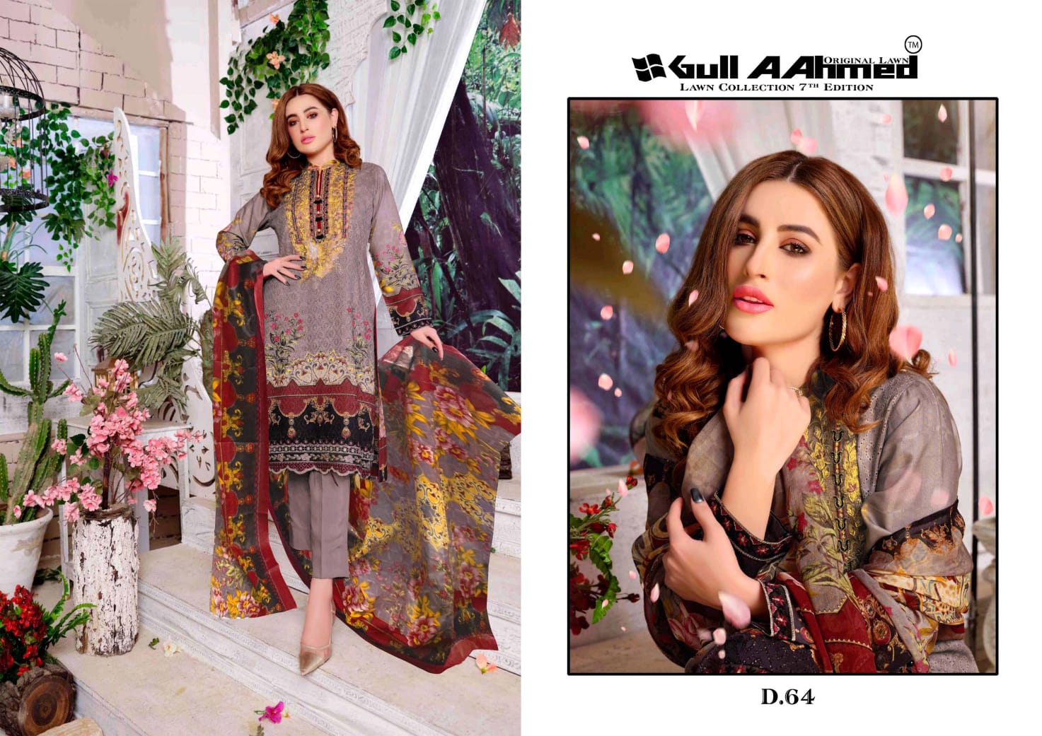 Gull Ahmed Vol 7 Pure Lawn Simple Wear Pakistani Suit Concept