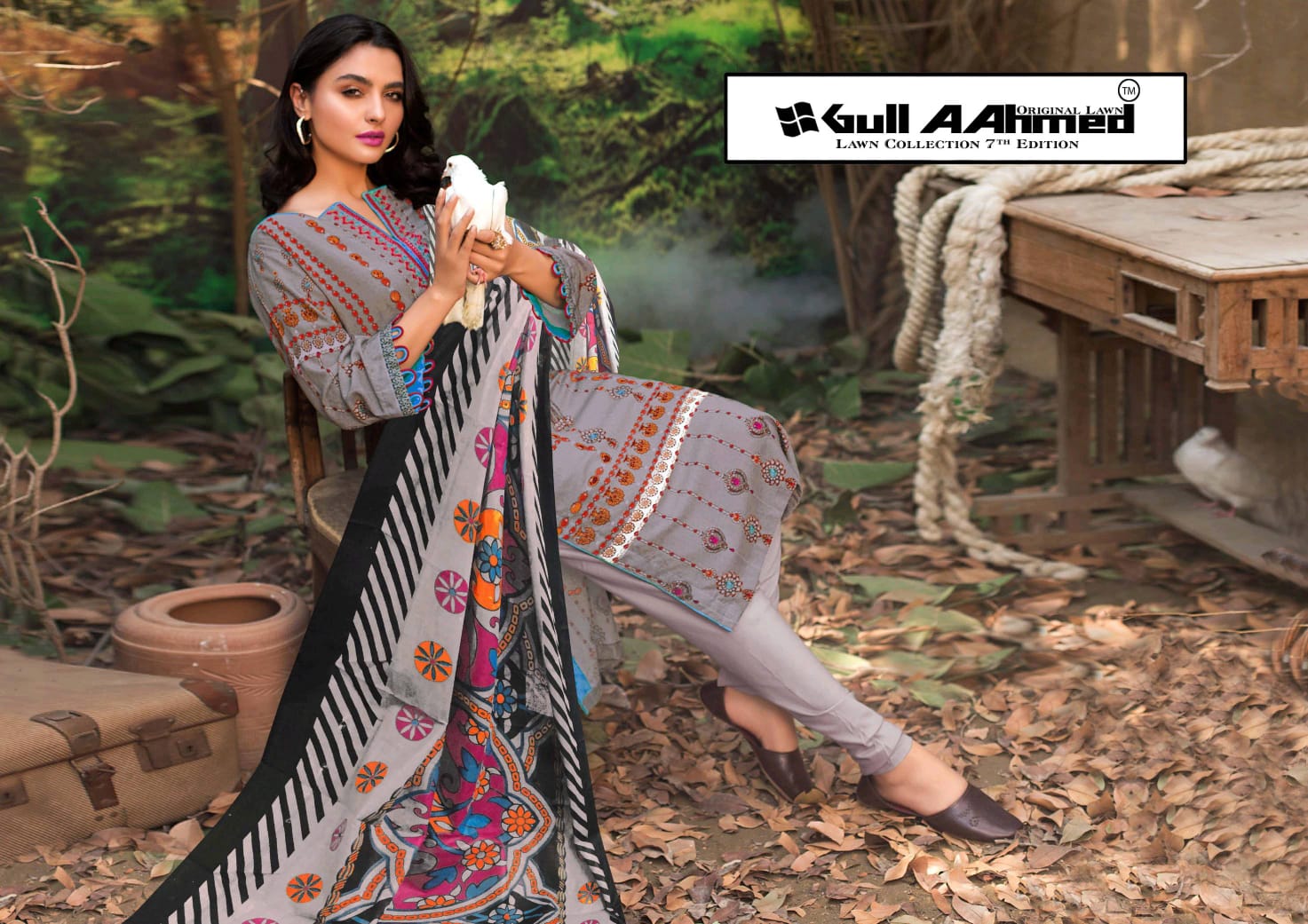 Gull Ahmed Vol 7 Pure Lawn Simple Wear Pakistani Suit Concept