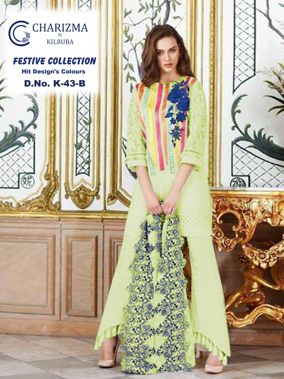 Kilruba Charizma Festive Collection Printed Pure Cambric Cotton With Work Pakistani Dress Material At Wholesale Rate