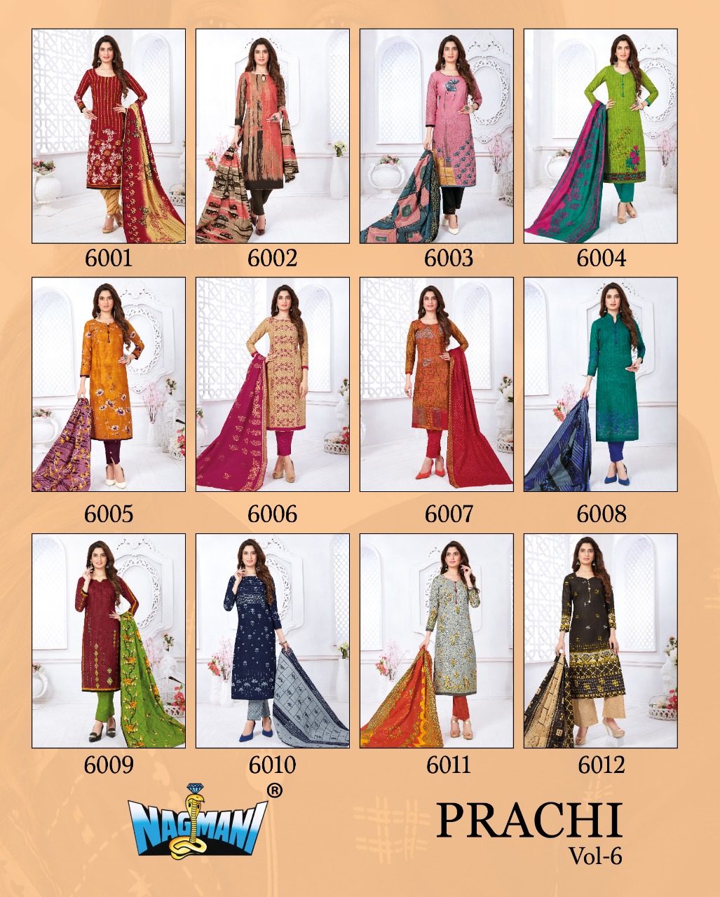 Nagmani Prachi Vol 6 Series 6001-6012 Printed Pure Cotton Suit