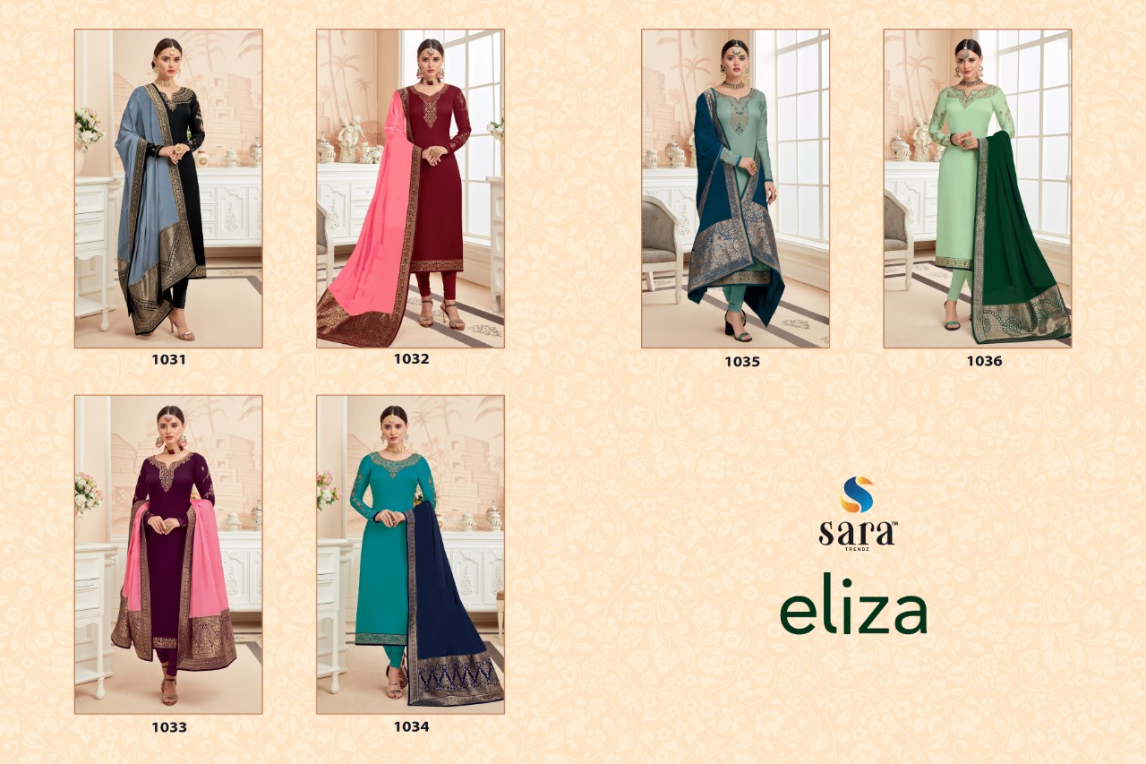 Sara Trendz Eliza Satin Georgette Heavy Dress Material Online Best Price
