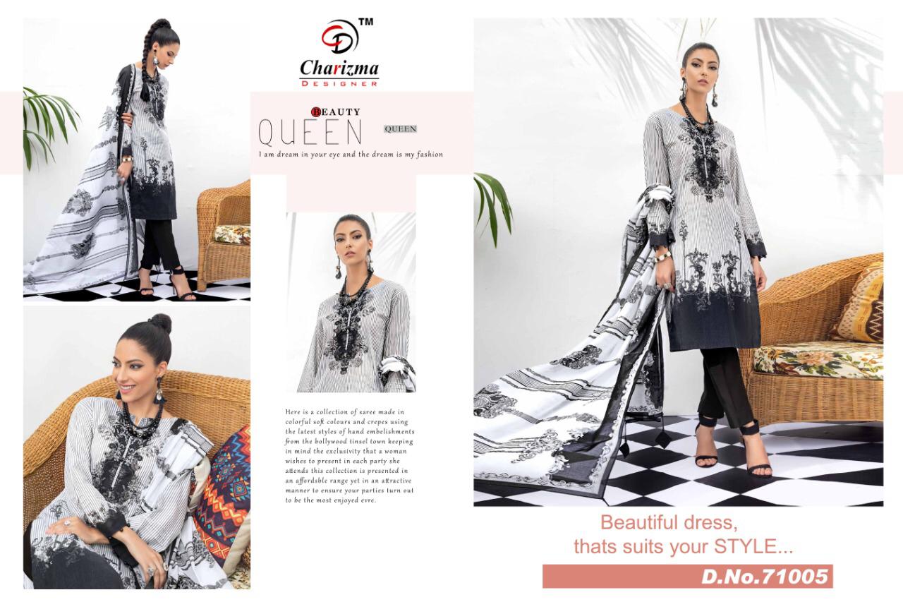 Charizma Designer Gul Ahmed Digital Printed Jam Cotton With Embroidery Patch Work Pakistani Dress Material