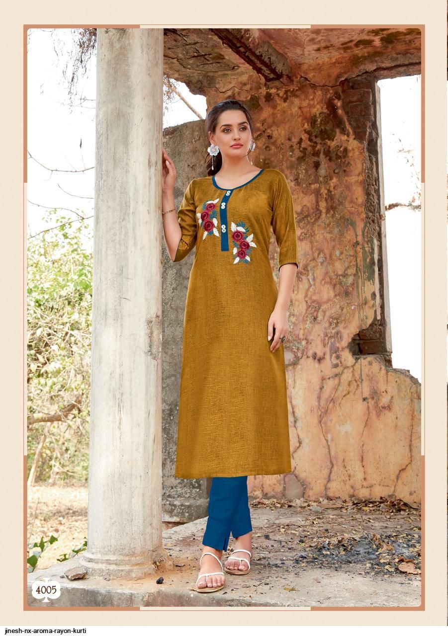 Aroma By Jinesh Nx – Rayon Kurti Catalogue By Surat Wholesale Dealer
