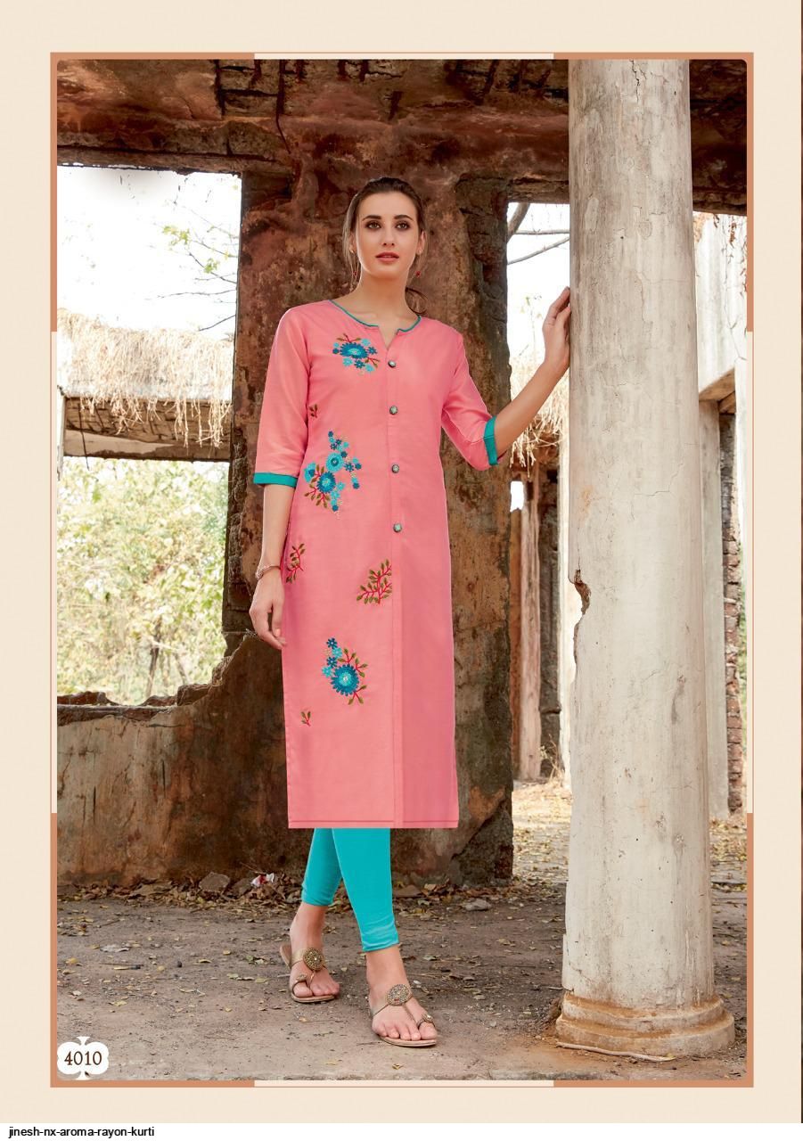 Aroma By Jinesh Nx – Rayon Kurti Catalogue By Surat Wholesale Dealer