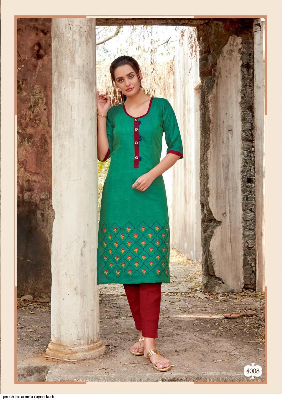 Aroma By Jinesh Nx – Rayon Kurti Catalogue By Surat Wholesale Dealer