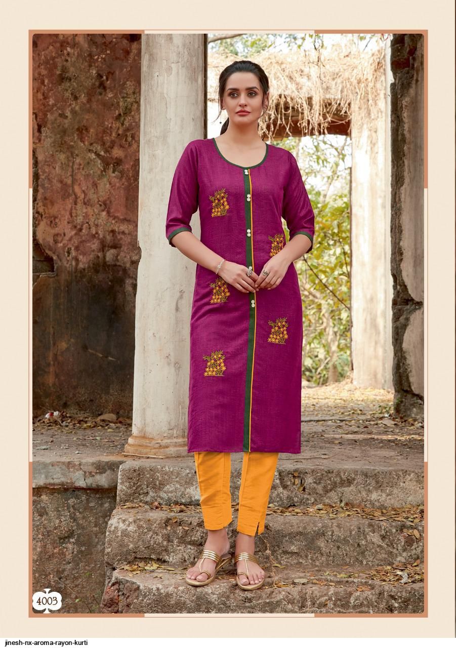 Aroma By Jinesh Nx – Rayon Kurti Catalogue By Surat Wholesale Dealer